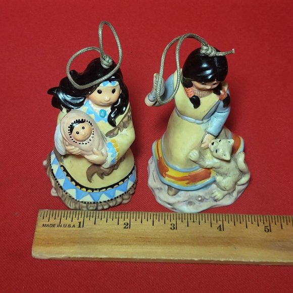Native American Indian Figurine Bell Ornaments Set of 2 - Picture 10 of 13